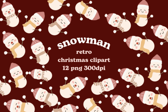 Cute Snowman Retro Christmas Clipart