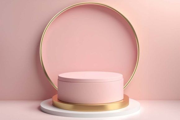 Elevate Your Designs with Pink and Gold Podium Background 4