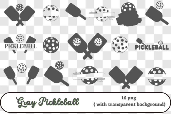 Gray Pickleball Designs Png