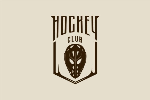 Mask Ice Hockey Logo Vector Vintage