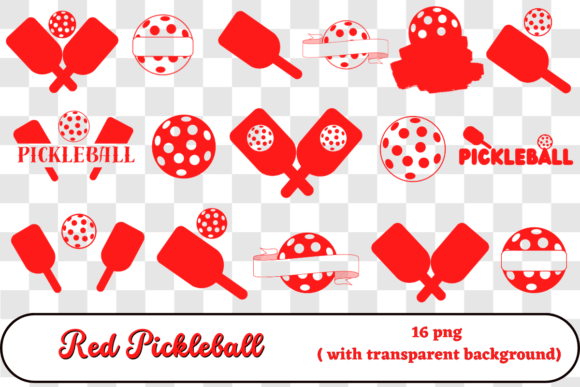 Red Pickleball Designs Png