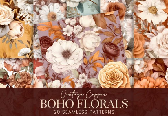 Vintage Boho Florals Brown Watercolor