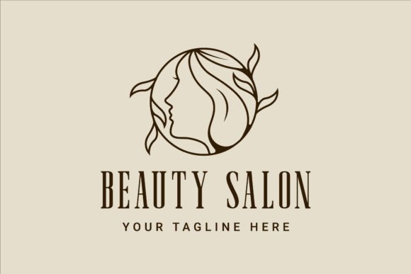 Women with Leaf Logo Line Art Vector